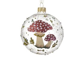 Decoris Kerstbal glas clear mushroom - afbeelding 1