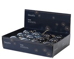 Decoris Kerstbal glas clear w swirl 2col ass - afbeelding 2