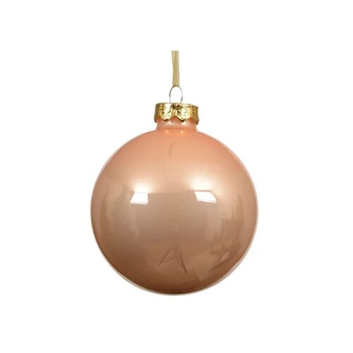 Decoris Kerstbal glas d10cm peach pearl 4st
