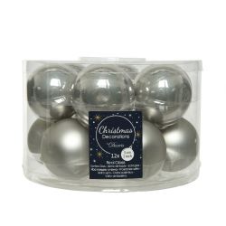 Decoris Kerstbal Glas Emaille-Mat Mistig Grijs dia5cm