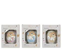 Decoris Kerstbal glas enamel bear in sok nl 3ass