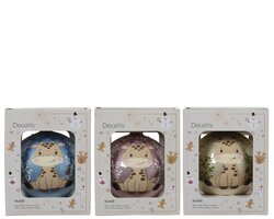 Decoris Kerstbal glas enamel giraffe nl 3col ass