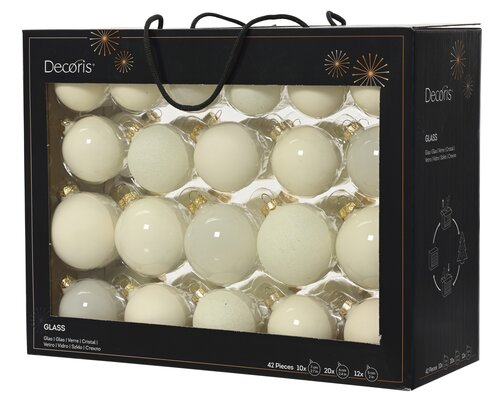 Decoris Kerstbal glas enamel,matt,glitter,transparent mix - afbeelding 1