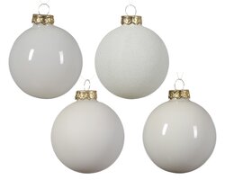 Decoris Kerstbal glas enamel,matt,glitter,transparent mix - afbeelding 2