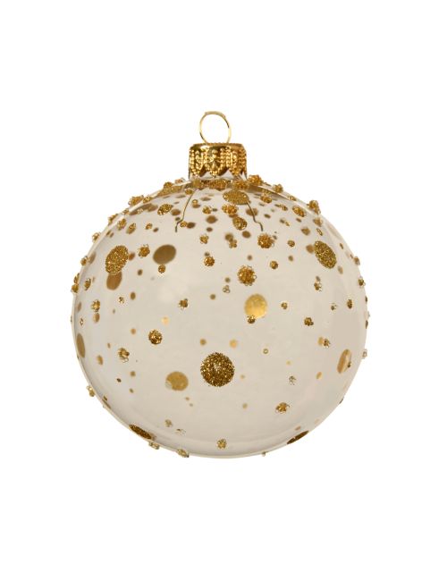 Decoris Kerstbal glas goud glitter stippen transparant