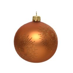 Decoris kerstbal glas mat glitter ster vuurwerk amber