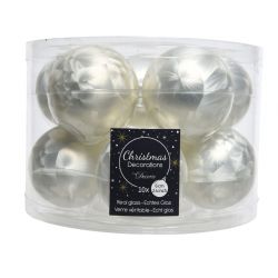 Decoris Kerstbal glas matt wit ijslak dia6cm