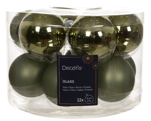 Decoris Kerstbal glas mix rosemarijn dia5cm - afbeelding 1