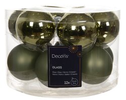 Decoris Kerstbal glas mix rosemarijn dia5cm - afbeelding 1