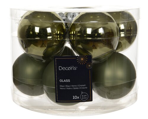 Decoris Kerstbal glas mix rosemarijn dia6cm - afbeelding 1