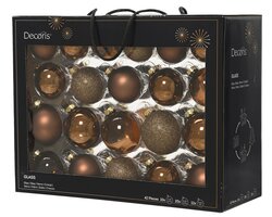 Decoris Kerstbal glas shiny,matt,glitter,transparent mix - afbeelding 1