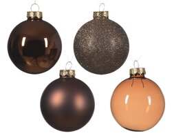 Decoris Kerstbal glas shiny,matt,glitter,transparent mix - afbeelding 2