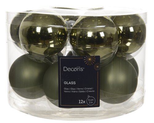 Decoris Kerstbal glas shiny, matt mix - afbeelding 1