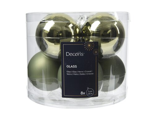 Decoris Kerstbal glas shiny, matt mix - afbeelding 1