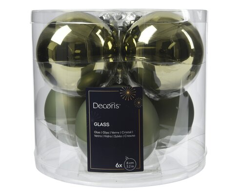 Decoris Kerstbal glas shiny, matt mix - afbeelding 1