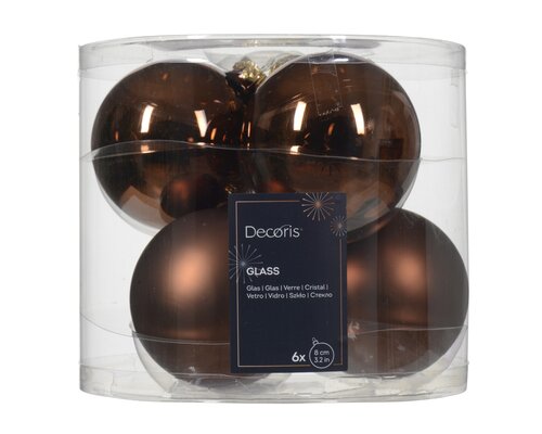 Decoris Kerstbal glas shiny-matt mix - afbeelding 1