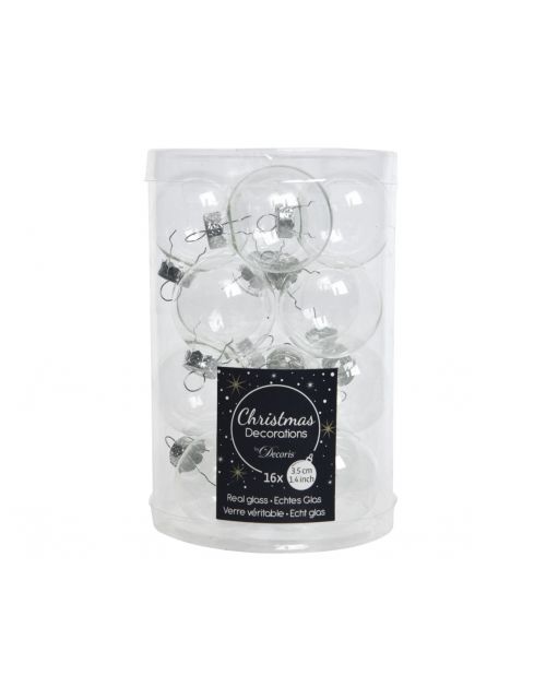 Decoris Kerstballen glas transparent transparant/helder dia3.5cm