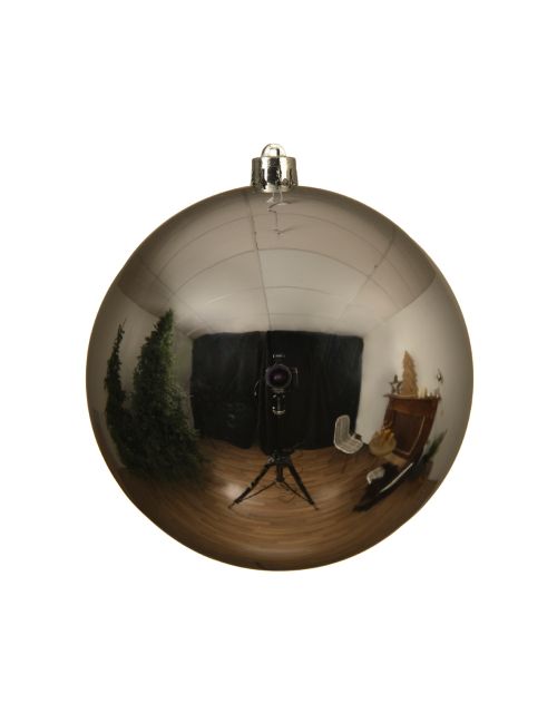 Decoris Kerstbal kunststof D14cm zilver