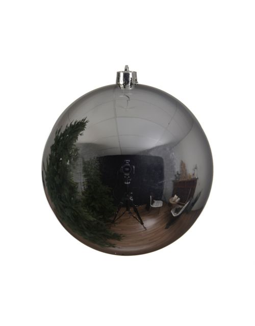 Decoris Kerstbal kunststof D20cm zilver