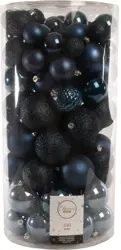 Decoris Kerstbal kunststof d6cm ass 100st Donkerblauw