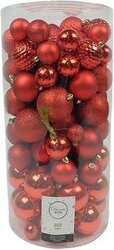 Decoris Kerstbal kunststof d6cm ass 100st Kerstrood