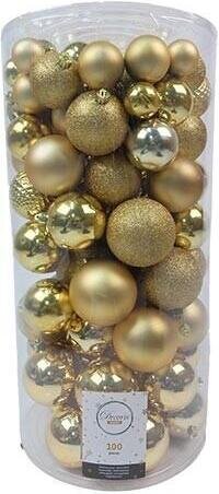 Decoris Kerstbal kunststof d6cm ass 100st Licht Goud