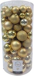 Decoris Kerstbal kunststof d6cm ass 100st Licht Goud