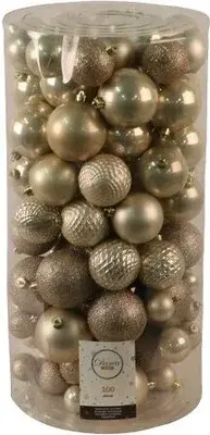 Decoris Kerstbal kunststof d6cm ass 100st Parel