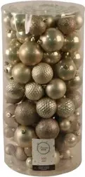 Decoris Kerstbal kunststof d6cm ass 100st Parel