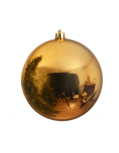 Decoris Kerstbal Plastic Glans Licht Goud dia25cm