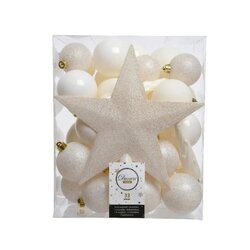 Decoris Kerstbal plc mix+piek 33st wolwit