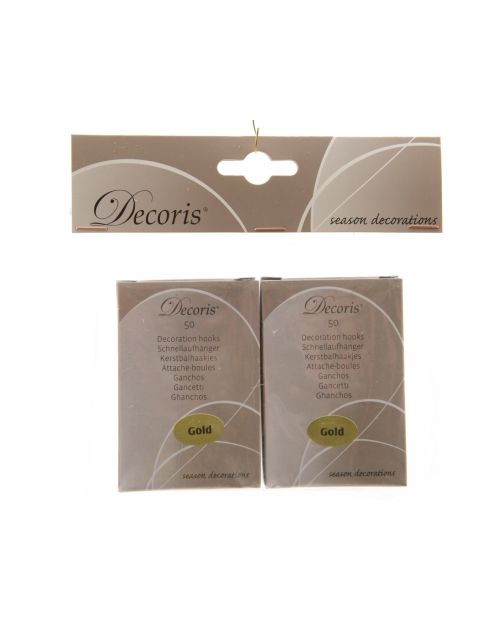 Decoris Kerstbalhaakjes Doos A 50 Goud 3.5cm
