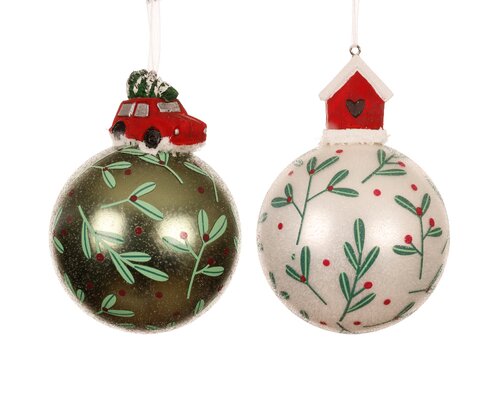 Decoris Kerstballen glas 2col ass