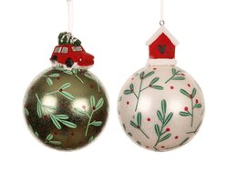 Decoris Kerstballen glas 2col ass