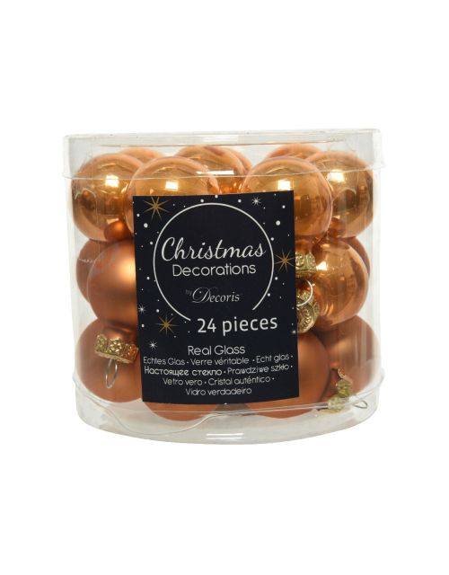Decoris Kerstballen glas D2.5cm mix amber