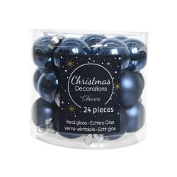 Decoris Kerstballen glas shiny,matt mix nachtblauw dia2.5cm