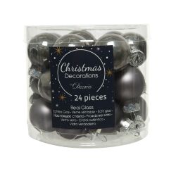 Decoris Kerstballen glas D2.5cm mix warm grijs