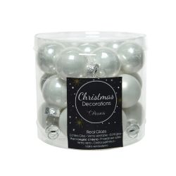 Decoris Kerstballen glas enamel,matt mix winterwit dia2.5cm