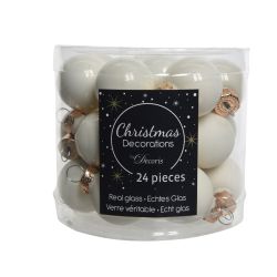 Decoris mini baubles enamel-matt wool white