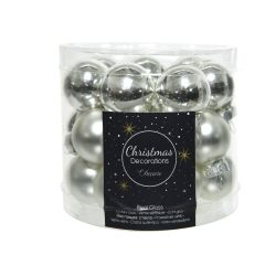 Decoris Kerstballen glas shiny,matt mix zilver dia2.5cm