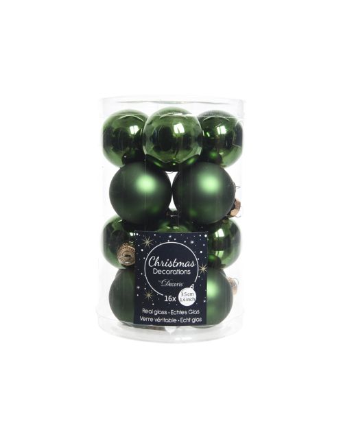 Decoris Kerstballen glas D3.5cm mix dennengroen