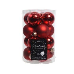 Decoris Kerstballen glas shiny,matt mix kerstrood dia3.5cm
