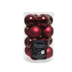 Decoris Kerstballen glas shiny,matt mix ossenbloed dia3.5cm
