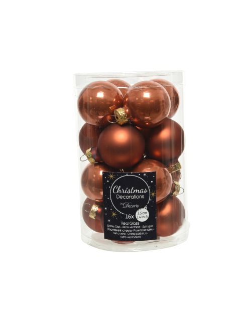 Decoris Kerstballen glas D3.5cm mix terra bruin