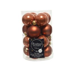 Decoris Kerstballen glas D3.5cm mix terra bruin