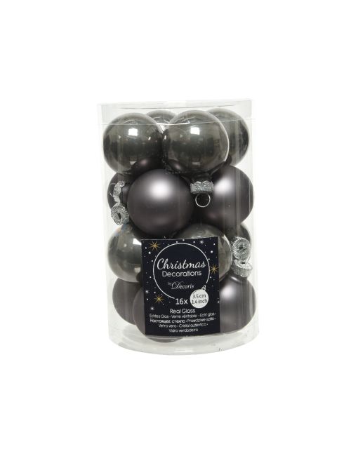 Decoris Kerstballen glas D3.5cm mix warm grijs