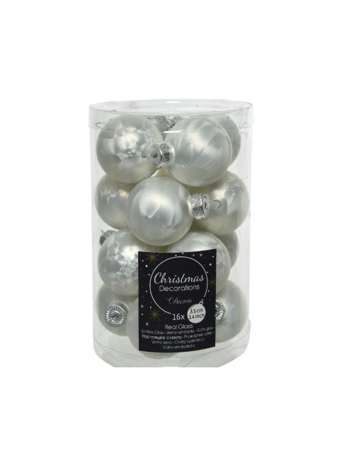 Decoris Kerstballen glas matt wit ijslak dia3.5cm