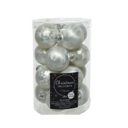 Decoris Kerstballen glas matt wit ijslak dia3.5cm