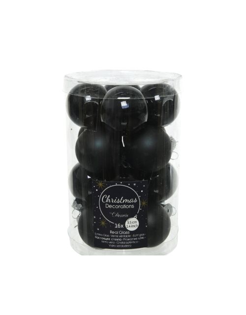 Decoris Kerstballen glas D3.5cm mix zwart