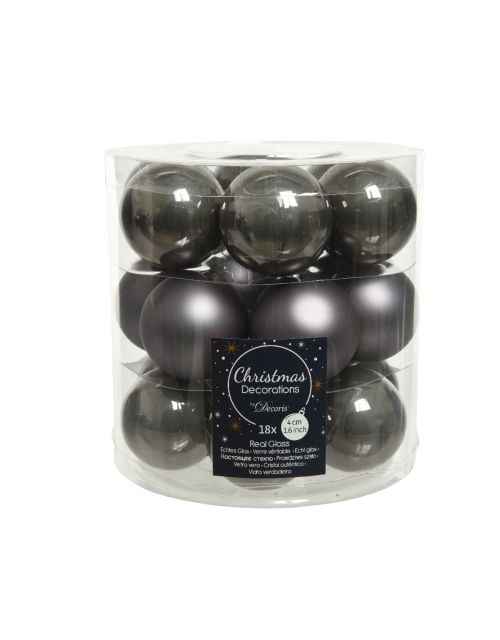 Decoris Kerstballen glas D4cm mix warm grijs